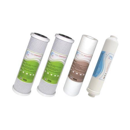 סט 4 פילטרים למערכת מים 4 שלבים - סנן קו +סנן ספוג + 2 סנני פחם בלוק Water Line