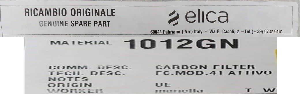 פילטר פחם לקולט אדים דה לונגי elica /Delonghi /CHB931/CHB935 /De Dietrich-מקורי