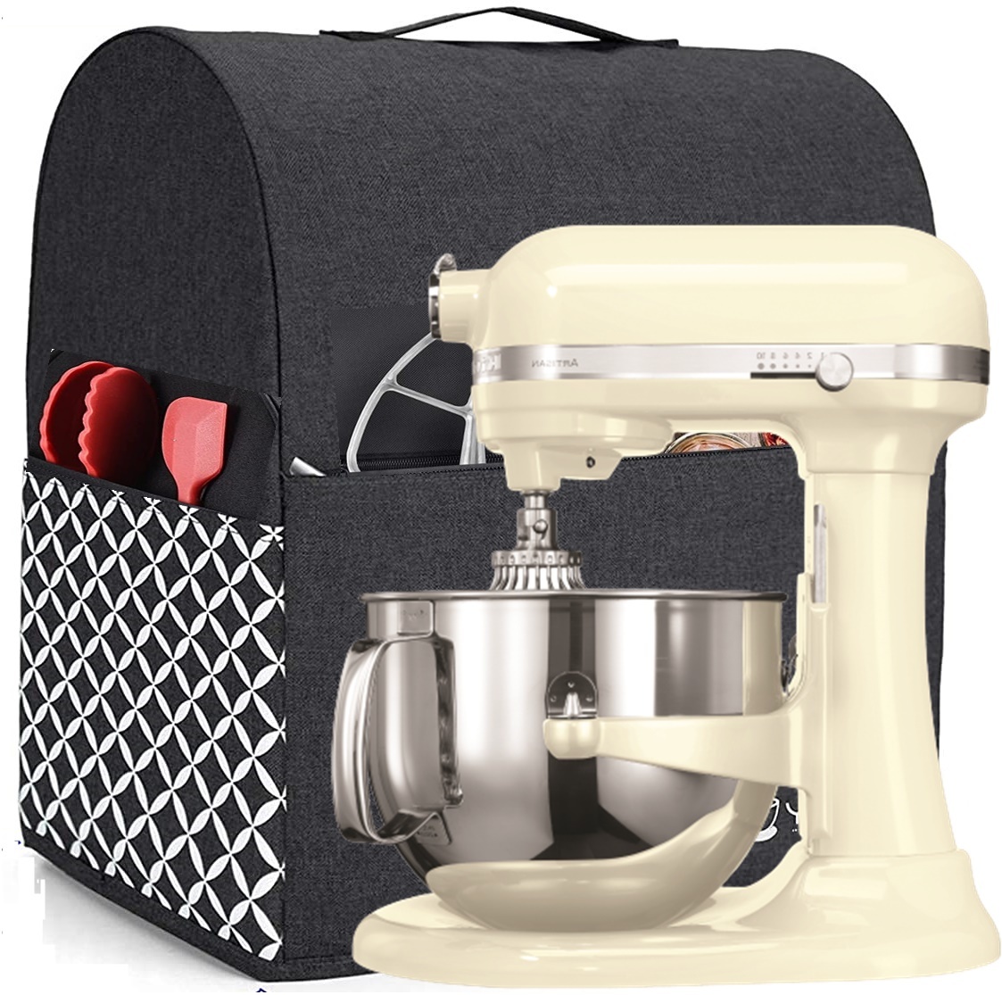 כיסוי שחור איכותי למיקסר Kitchenaid לדגם 7580+ידית